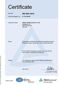 Osnatrans - Zertifiziert nach DIN EN ISO 9001